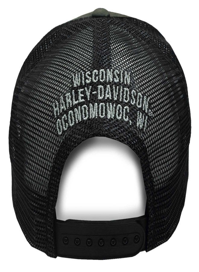 HARLEY DAVIDSON Harley-Davidson Men's H-D Badge Colorblocked Trucker Baseball Cap Green - Image 2